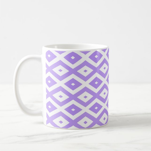 Lila-weiße Rautenmuster Kaffeetasse (Links)