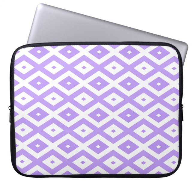 Lila-weiße Rautenmuster Laptopschutzhülle (Vorderseite)