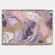 Lila, weiße, rosa goldene Marmorplatte