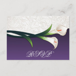 Lila, weiße Silber Calla Lily Wedding RSVP Cards Karte