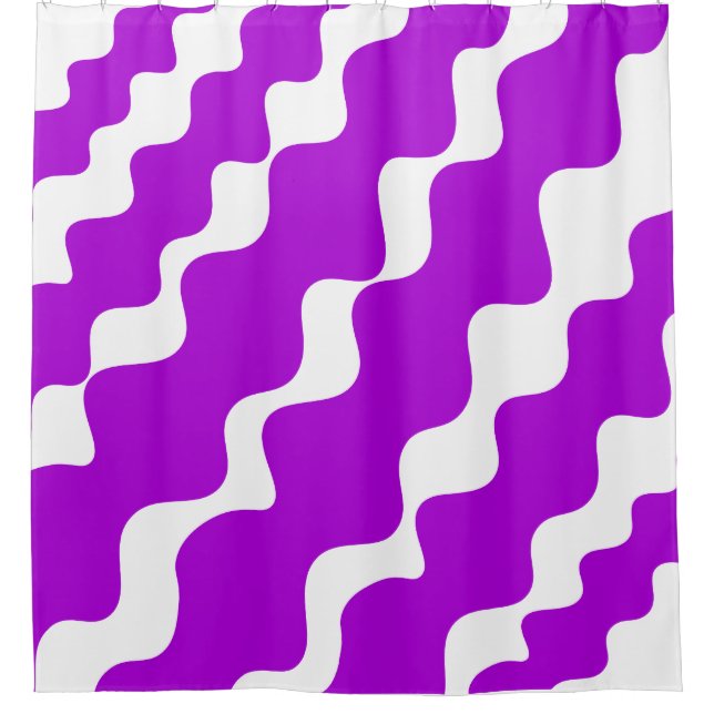 Lila-weiße Slangerwellen Duschvorhang (Vorderseite)