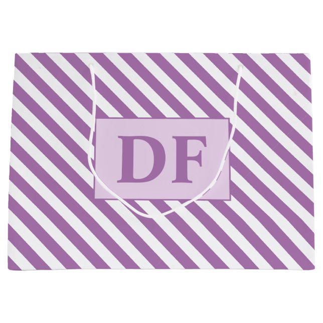 Lila/weiße Streifen Große Geschenktüte (Vorderseite)