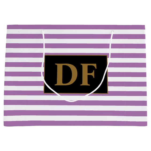 Lila/weiße Streifen Große Geschenktüte (Vorderseite)