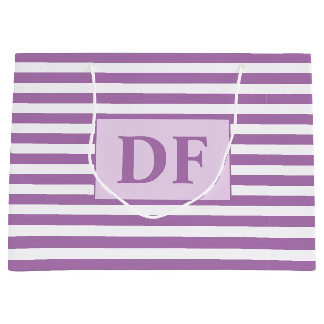 Lila/weiße Streifen Große Geschenktüte (Vorderseite)