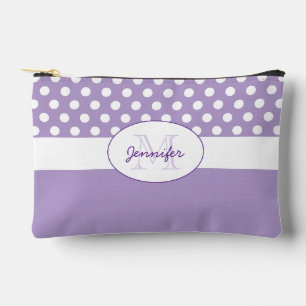 Lila weiße Tupfen Retro-Muster Monogramm Zubehörtasche