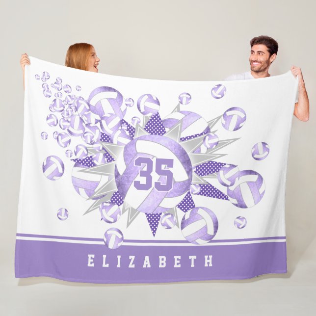 lila weiße Volleybälle und Sterne Fleecedecke (Beispiel)