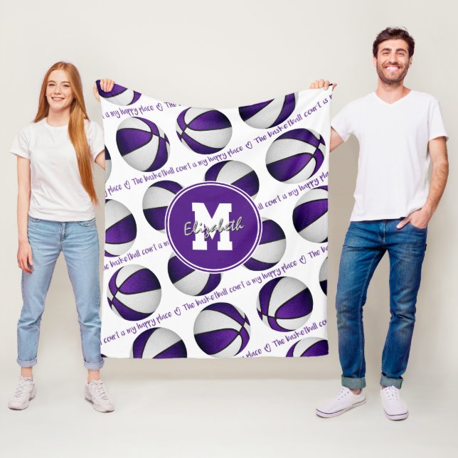 lila weißer Basketballplatz für mich Fleecedecke (Beispiel)
