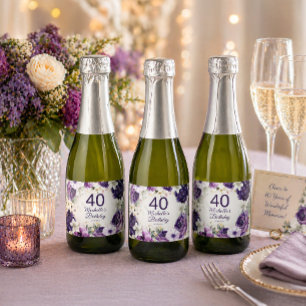 Lila weißer Blumenkohl-Glitzer 40. Geburtstagsname