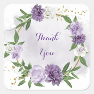 lila weißer, blumenweißer Kranz Quadratischer Aufkleber