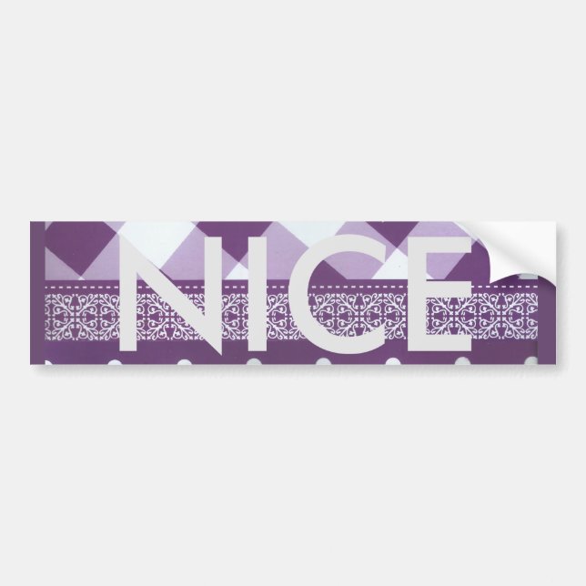 Lila weißer Karrer Polka Dock Damaskus Kunst Autoaufkleber (Vorne)