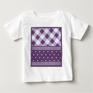 Lila weißer Karrer Polka Dock Damaskus Kunst Baby T-shirt