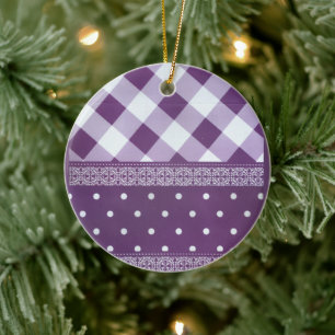 Lila weißer Karrer Polka Dock Damaskus Kunst Keramik Ornament