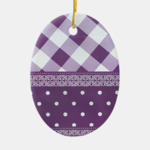 Lila weißer Karrer Polka Dock Damaskus Kunst Keramik Ornament