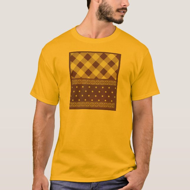 Lila weißer Karrer Polka Dock Damaskus Kunst T-Shirt (Vorderseite)