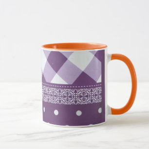 Lila weißer Karrer Polka Dock Damaskus Kunst Tasse