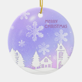 Lila weißer Kristallball Durchsichtige Schneeflock Keramik Ornament