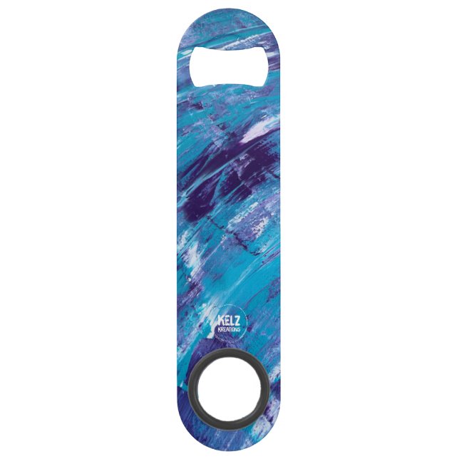 Lila Weißes Aqua Edelstahl-Flaschenöffner Speed Flaschenöffner (Rückseite)