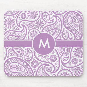 Lila weißes Blumenpaisley-Muster Mousepad