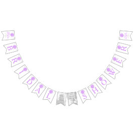 Lila weißes Brautparty Foto Wimpelkette