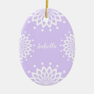 Lila Weißes Einfaches Vintages Ostern Keramik Ornament
