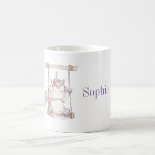 Lila Weißes Einhorn Schaukel Kaffeetasse
