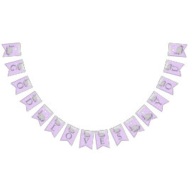 Lila, weißes Grau 🐘 Elephant Baby - Taufen Wimpelkette