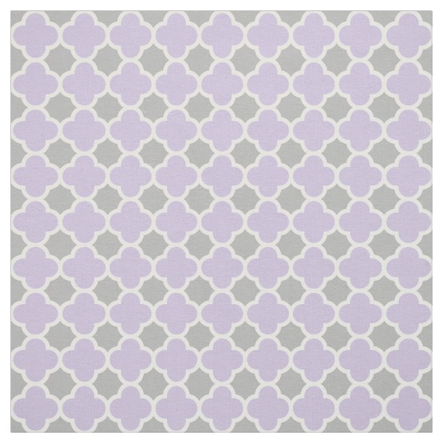 Lila weißes graues Quatrefoil Muster Stoff (Muster)