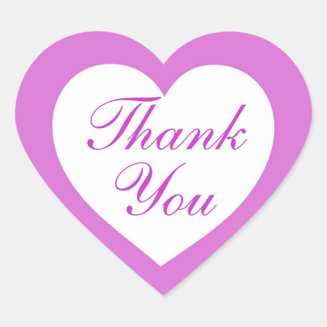 Lila, weißes Herz danke Ihnen Aufkleber (Vorderseite)