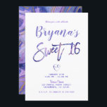 Lila weißes Marmor Chic Glam Sweet 16 Party Einladung<br><div class="desc">Anpassen für jedes Ereignis</div>
