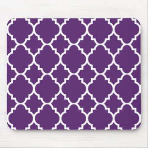 Lila weißes Quatrefoto, marokkanisches Muster Mousepad