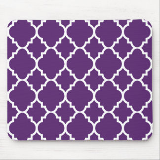 Lila weißes Quatrefoto, marokkanisches Muster Mousepad