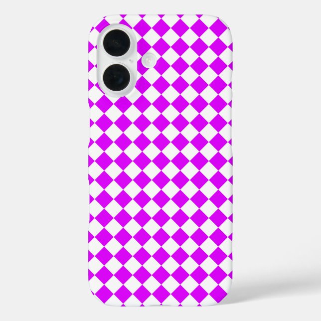 Lila weißes Schachbrett Diamantmuster Case-Mate iPhone Hülle (Rückseite)