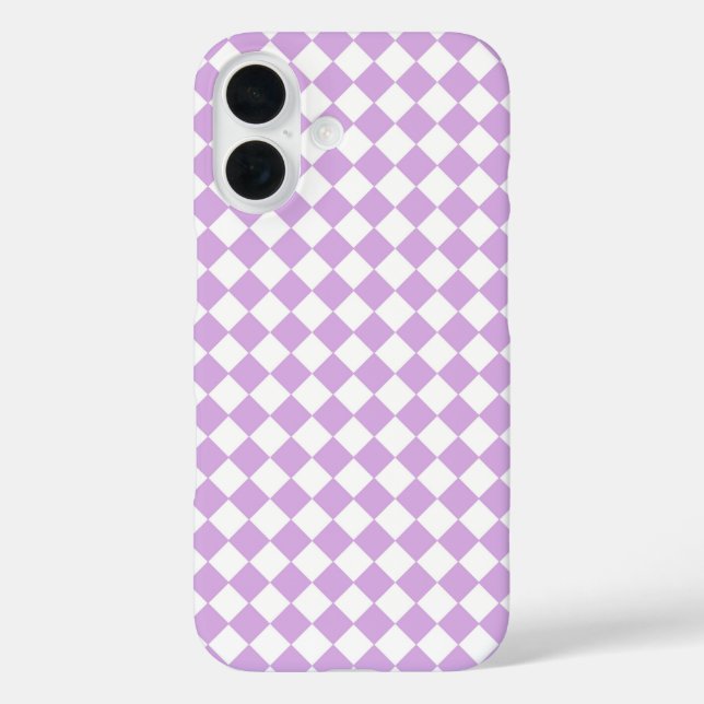 Lila weißes Schachbrett Diamantmuster Case-Mate iPhone Hülle (Rückseite)