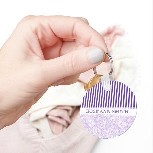 Lila-Weißstreifen ・ Wirbles Wellenmuster ・ kundens Schlüsselanhänger