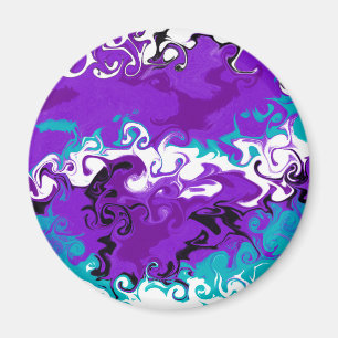Lila Wellen Fluid Art Magnet