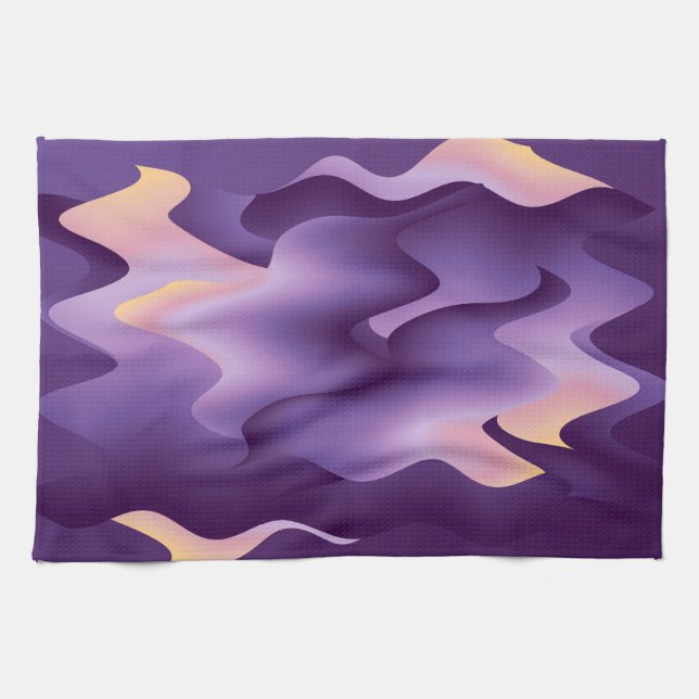 Lila Wellen Geschirrtuch (Horizontal)
