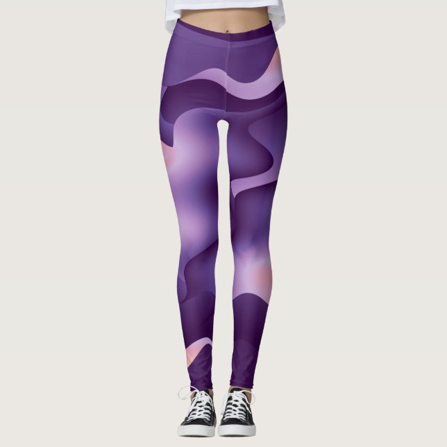 Lila Wellen Leggings (Vorderseite)
