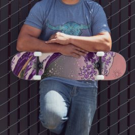 Lila Wellenreiteboard für Neon Retro Skateboard