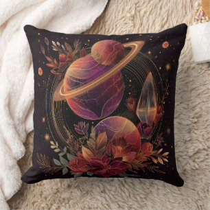Lila Weltraum-Fantasie-Kristallring-Planet Kissen