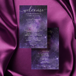 Lila Weltraum Nachtstars Drehbuch Hochzeitsprogram