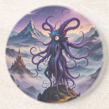 Lila Weltraum Octopus Sandstone Untersetzer