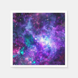 Lila Weltraumgalaxie Kosmisch Raum Teal Rosa Himme Serviette