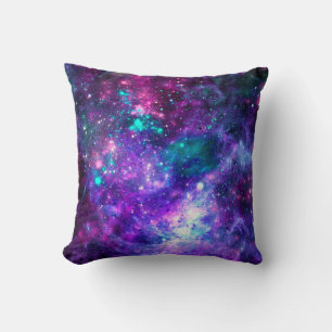 Lila Weltraumgalaxie Kosmischer Raum Teal Rosa Him Kissen