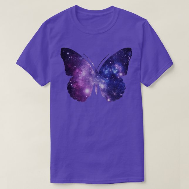 Lila Weltraumschmetterlinge T-Shirt (Design vorne)