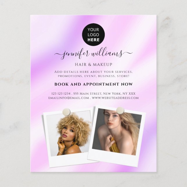 Lila Werbeaktion für elegante Logo-Fotos Flyer (Vorne)