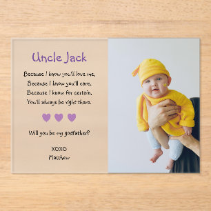 Lila werden Sie mein Vater Vorschlag Taufe Acryleinladungen