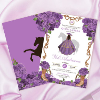 Lila Western Charro Vestidos Quinceñera Einladung