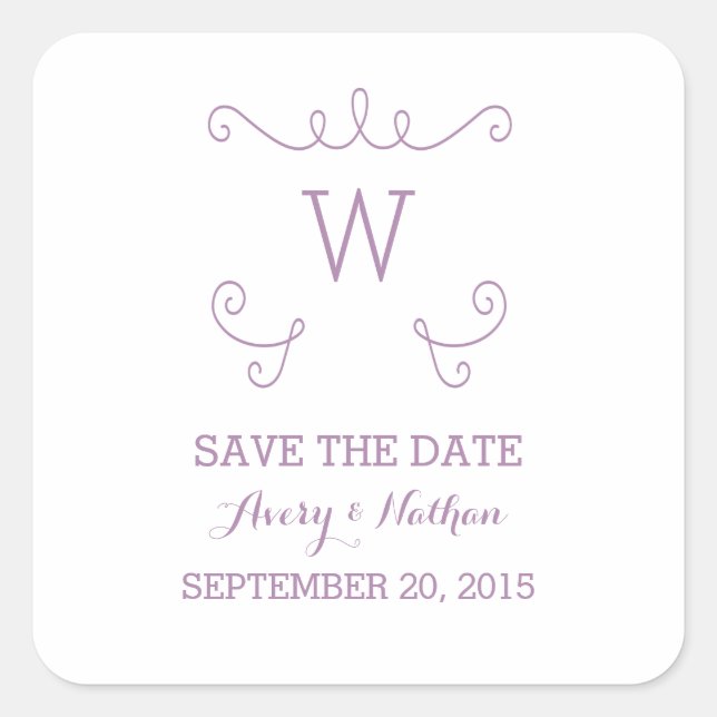 Lila Whimsical Blühte Save the Date Stickers (Vorderseite)
