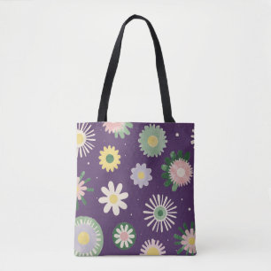 Lila Whimsical Blumenmuster-Tasche