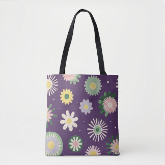 Lila Whimsical Blumenmuster-Tasche